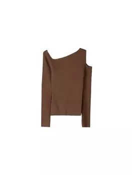 Тонкий вязаный свитер Bershka Sweater, коричневый