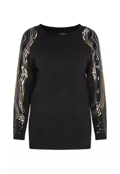 Тонкий вязаный свитер faina Sweater, черный