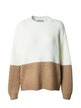 Тонкий вязаный свитер Fransa Sweater LINDSY, цвет dark beige/white