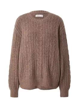 Тонкий вязаный свитер HOLLISTER Sweater COZY CABLE CREW, коричневый