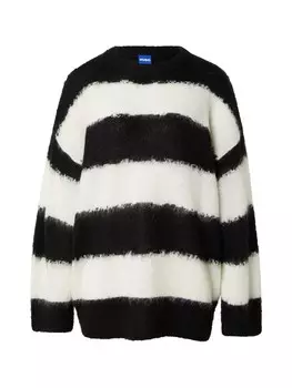 Тонкий вязаный свитер HUGO Sweater Slookis_B, черный/белый