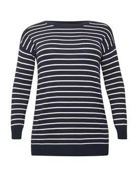 Тонкий вязаный свитер KAFFE CURVE Sweater Cmalan, темно-синий