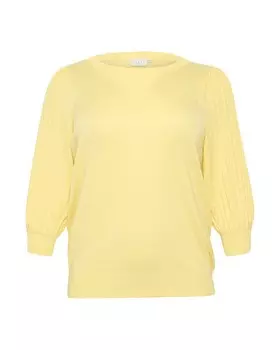 Тонкий вязаный свитер KAFFE CURVE Sweater, цвет pastel yellow