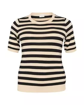 Тонкий вязаный свитер KAFFE CURVE Sweater Maji, цвет beige/black