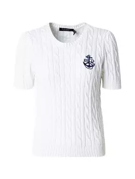 Тонкий вязаный свитер Lauren Ralph Lauren Sweater TARJYLL-SHORT SLEEVE-PULLOVER, белый
