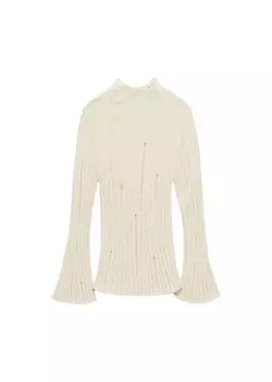 Тонкий вязаный свитер MANGO Sweater Bone, кремовый