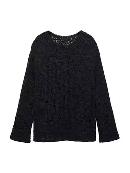 Тонкий вязаный свитер MANGO Sweater Mauricio, черный