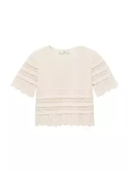 Тонкий вязаный свитер MANGO Sweater PICAROL, светло-бежевый