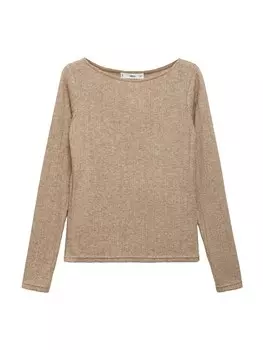 Тонкий вязаный свитер MANGO Sweater POINTE, светло-коричневый