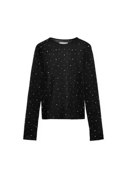 Тонкий вязаный свитер MANGO Sweater Simona, черный