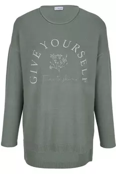 Тонкий вязаный свитер MIAMODA Sweater, хаки