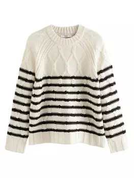 Тонкий вязаный свитер Next Sweater, черный/белый