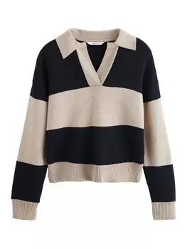 Тонкий вязаный свитер Next Sweater, цвет beige/black