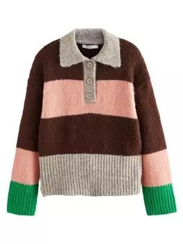 Тонкий вязаный свитер Next Sweater, темно-коричневый
