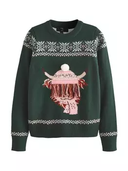 Тонкий вязаный свитер Next Sweater, темно-зеленый