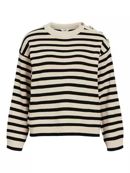 Тонкий вязаный свитер OBJECT Sweater OBJElly, кремовый