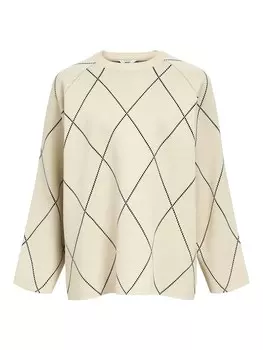 Тонкий вязаный свитер OBJECT Sweater OBJEster, песочный