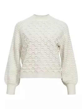 Тонкий вязаный свитер OBJECT Sweater OBJSida, белый