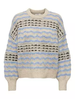 Тонкий вязаный свитер ONLY Sweater, цвет beige/light blue