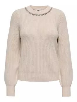 Тонкий вязаный свитер ONLY Sweater ONLGaida, бежевый