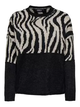 Тонкий вязаный свитер ONLY Sweater ONLJade, пятнистый черный