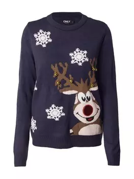 Тонкий вязаный свитер ONLY Sweater ONLXMAS BELL, ночной синий