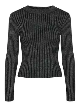 Тонкий вязаный свитер PIECES Sweater PCCRISTA, черный