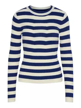 Тонкий вязаный свитер PIECES Sweater PCCrista, темно-синий