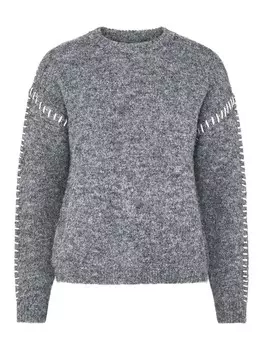 Тонкий вязаный свитер PIECES Sweater PCSilah, базальтовый серый