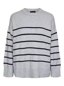 Тонкий вязаный свитер PIECES Sweater SILLE, серый