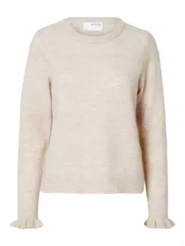 Тонкий вязаный свитер SELECTED FEMME Sweater SLFLULU, кремовый