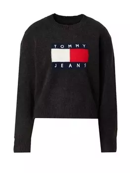 Тонкий вязаный свитер Tommy Jeans Sweater, пятнистый черный