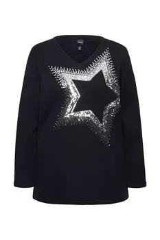 Тонкий вязаный свитер Ulla Popken Sweater, черный