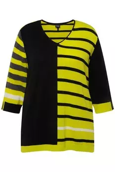 Тонкий вязаный свитер Ulla Popken Sweater, цвет lime/black