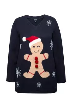 Тонкий вязаный свитер Ulla Popken Sweater, морской синий