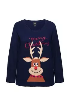Тонкий вязаный свитер Ulla Popken Sweater, морской синий
