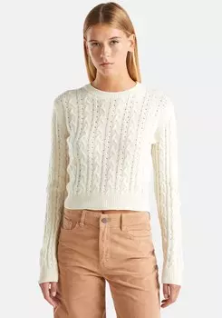 Тонкий вязаный свитер UNITED COLORS OF BENETTON Sweater, белый