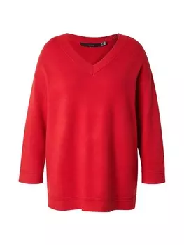 Тонкий вязаный свитер Vero Moda Curve Sweater VMGOLD, темно-красный