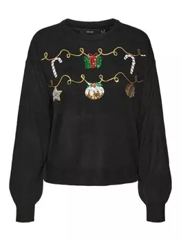 Тонкий вязаный свитер VERO MODA Sweater, черный