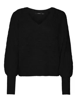 Тонкий вязаный свитер VERO MODA Sweater EYA, черный