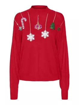 Тонкий вязаный свитер VERO MODA Sweater NEW QUEEN GUARD, красный