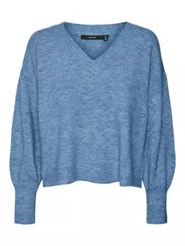 Тонкий вязаный свитер VERO MODA Sweater, пятнистый синий