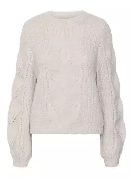 Тонкий вязаный свитер VERO MODA Sweater, серо-бежевый