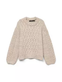 Тонкий вязаный свитер VERO MODA Sweater VMDove, бежевый