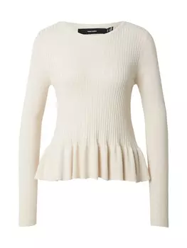 Тонкий вязаный свитер VERO MODA Sweater VMGLORY, кремовый