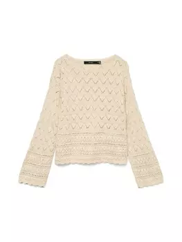 Тонкий вязаный свитер VERO MODA Sweater VMLUA, бежевый