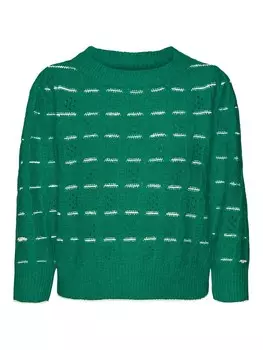 Тонкий вязаный свитер VERO MODA Sweater VMNewleonor, зеленый