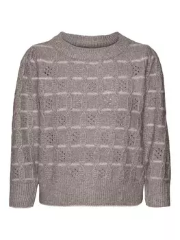 Тонкий вязаный свитер VERO MODA Sweater VMNewleonor, серо-бежевый