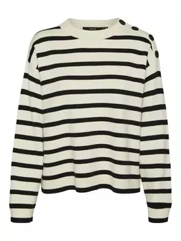 Тонкий вязаный свитер VERO MODA Sweater VMSaba, кремовый