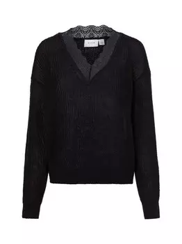 Тонкий вязаный свитер VILA Sweater Glacine, черный